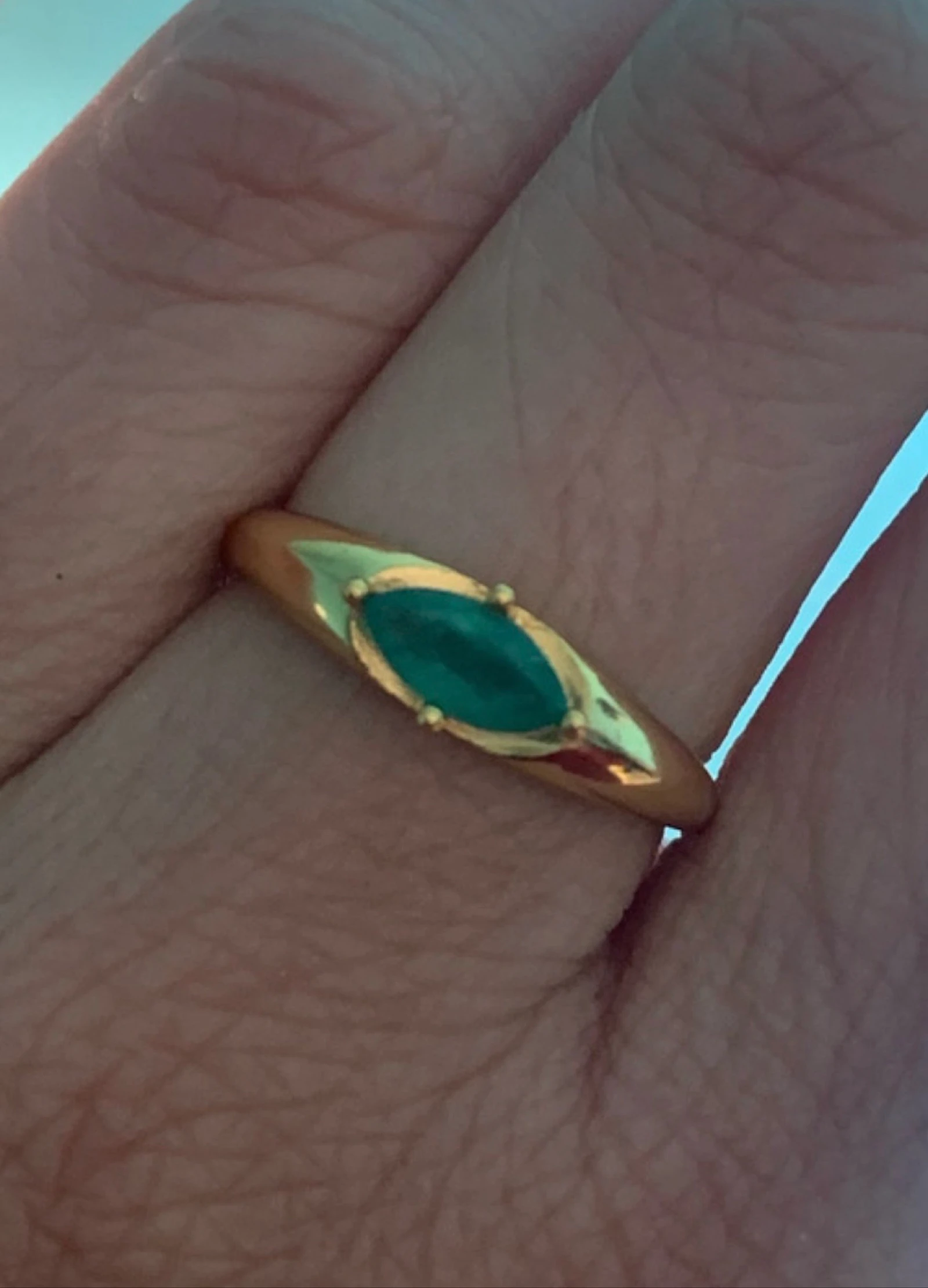 925 silver ring gold plated with natural emerald – photo 7